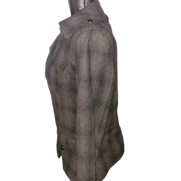 Le Chateau Grey Checkered Wool Blend Blazer Coat L - Picture 5 of 7